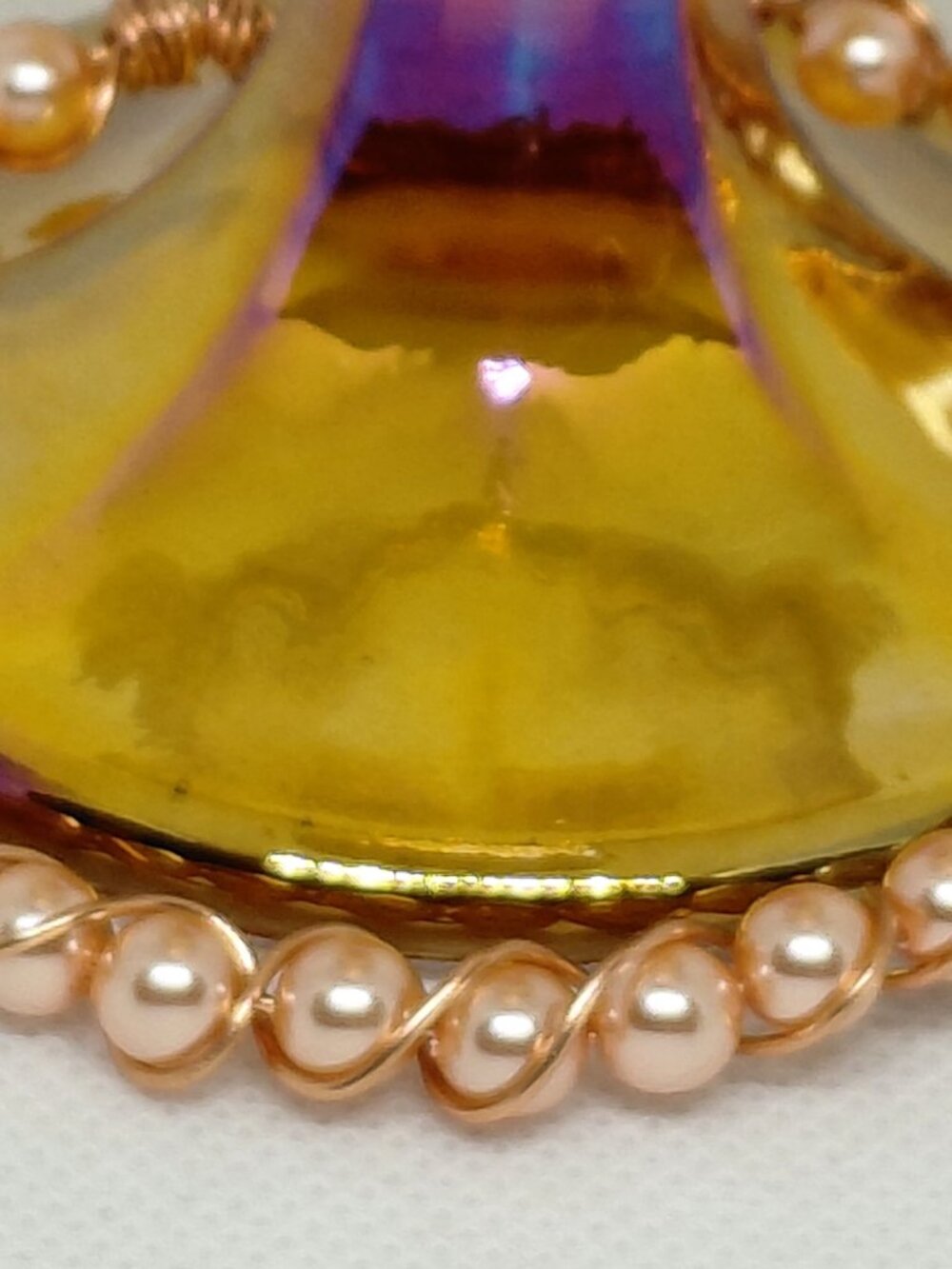 Artisan Vintage Marigold Collection Peach Swarovski Crystal Pearl Bracelet - Picture 5 of 7
